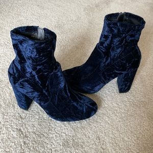 Crushed Velvet ankle boots with heel